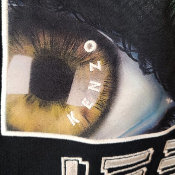 KENZO Paris Crewneck Sweatshirt L Black "Spend the Nite at dEEP" Embroidered Eye - Picture 7 of 10